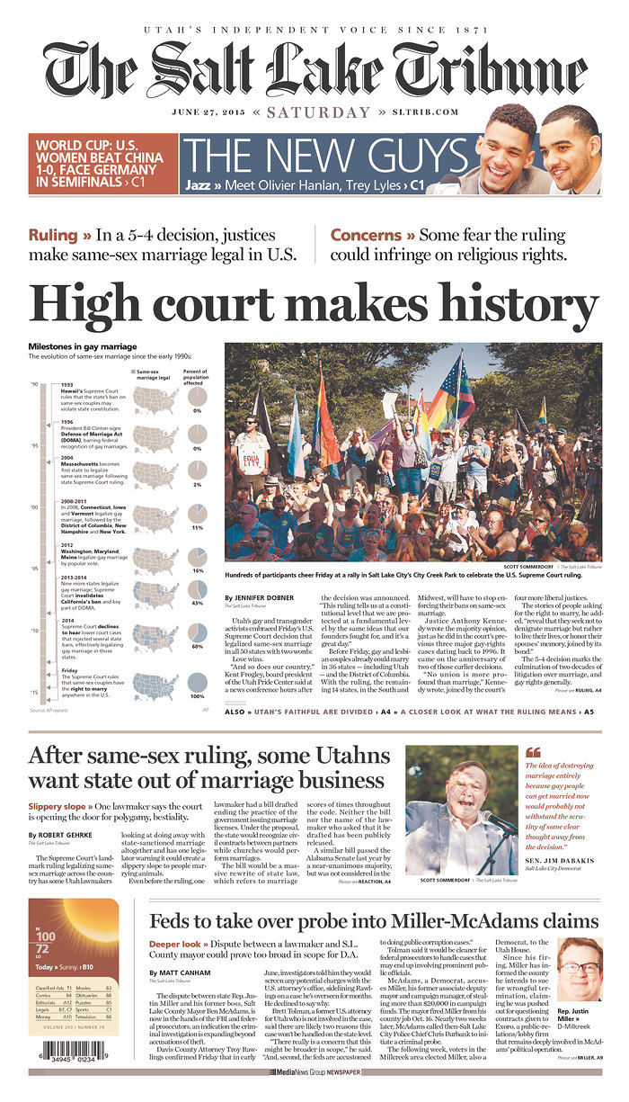 Front Page News Newspapers Nationwide Cover Freedom To Marry Ruling Freedom To Marry