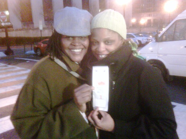 Sinjoyla and Angelisa in line to apply for a marriage license in DC.